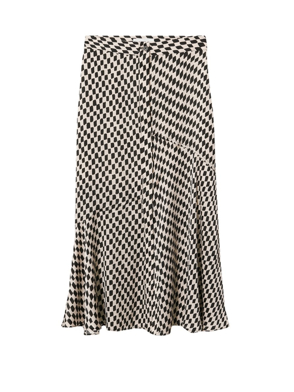 Mango Black and Cream Geometric Midi Skirt